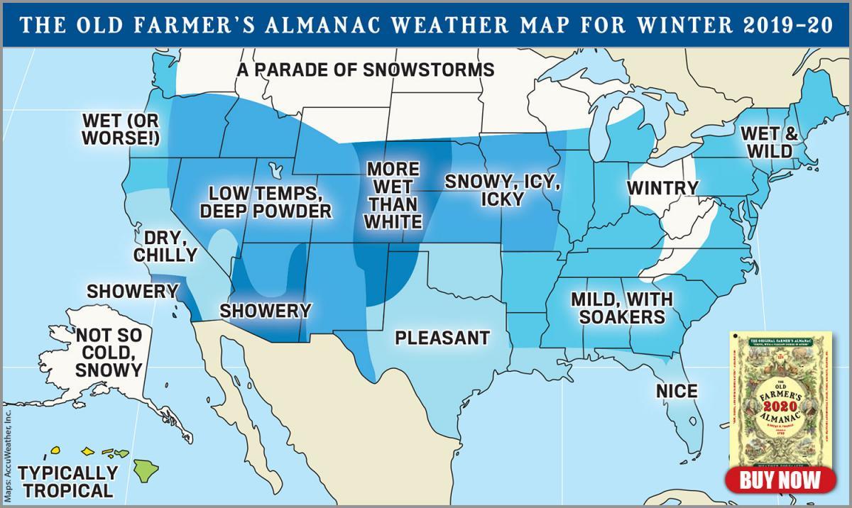 Old Farmer's Almanac map for 2019-2020